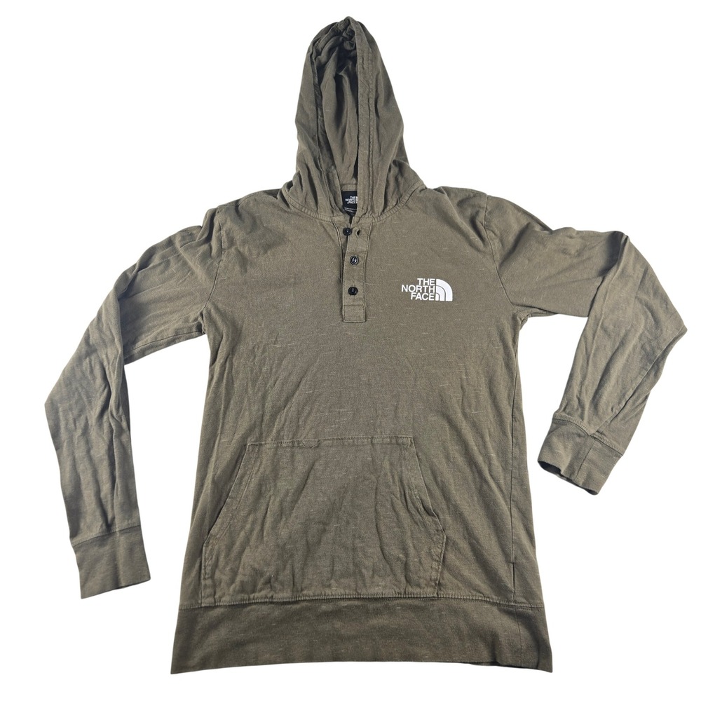 The North Face Hoodie Men's‎ Small Green Lightweight Henley Hooded Sweatshirt